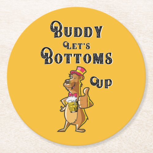 Buddy Lets Bottoms Up International 4 August Beer Round Paper Coaster