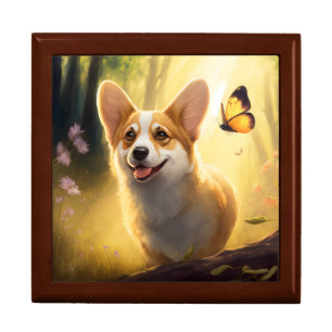 Buddy the Corgi - Whimsical Dog Wooden Jewelry Box