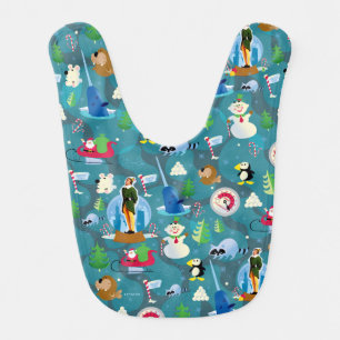 Buddy the Elf and Characters Teal Pattern Baby Bib