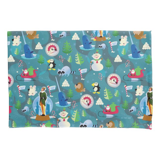 Buddy the Elf and Characters Teal Pattern Pillow Case (Front)