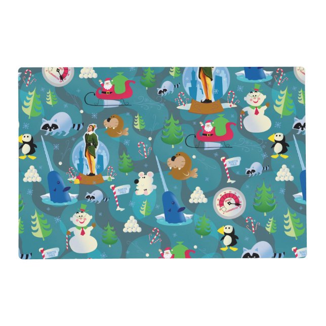 Buddy the Elf and Characters Teal Pattern Placemat (Front)