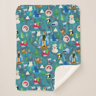 Buddy the Elf and Characters Teal Pattern Sherpa Blanket