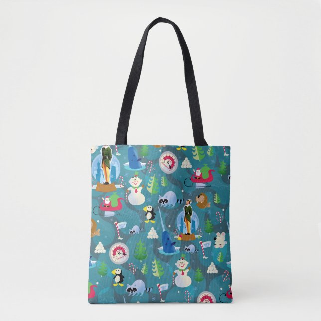 Buddy the Elf and Characters Teal Pattern Tote Bag (Front)