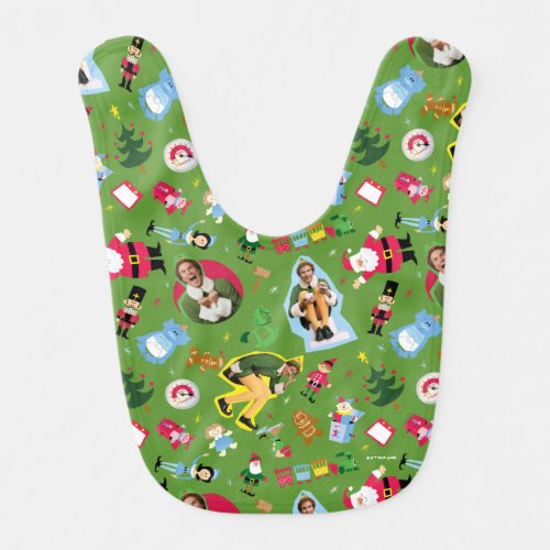 Buddy the Elf and Christmas Icons Pattern Baby Bib