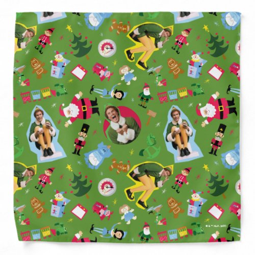 Buddy the Elf and Christmas Icons Pattern Bandana