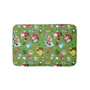 Buddy the Elf and Christmas Icons Pattern Bath Mat