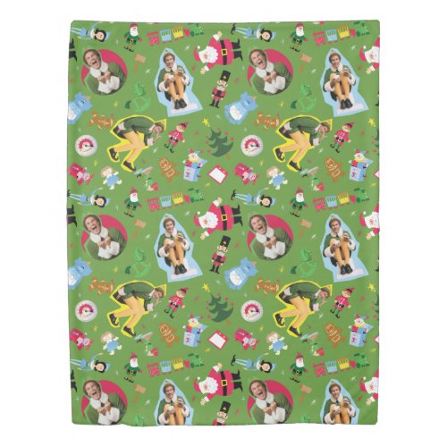 Buddy the Elf and Christmas Icons Pattern Duvet Cover