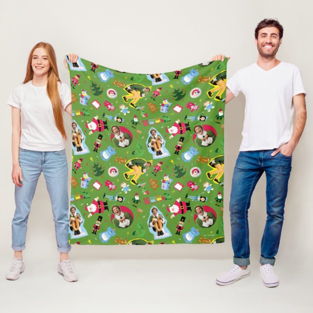 Buddy the Elf and Christmas Icons Pattern Fleece Blanket (In Situ)