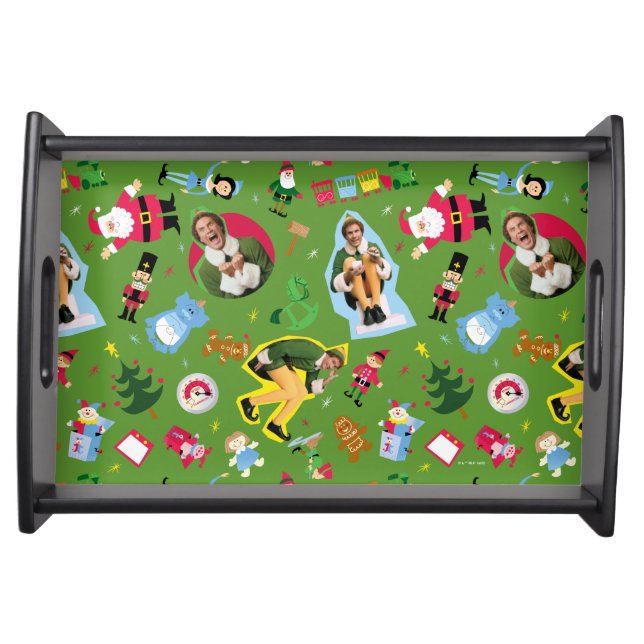 Buddy the Elf and Christmas Icons Pattern Serving Tray (Front)