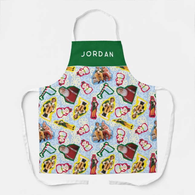 Buddy the Elf and Santa North Pole Pattern Apron (Front)