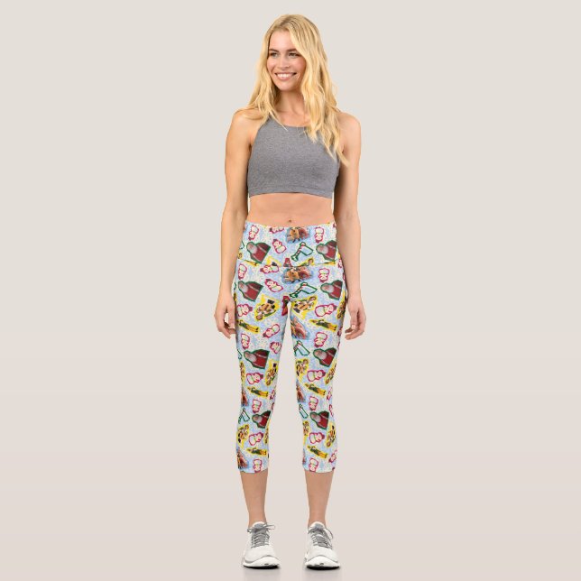 Buddy the Elf and Santa North Pole Pattern Capri Leggings (Front)