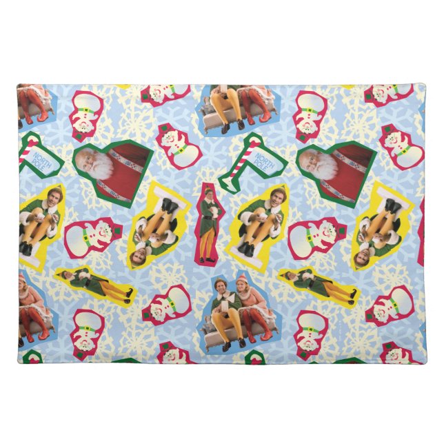 Buddy the Elf and Santa North Pole Pattern Cloth Placemat (Front)