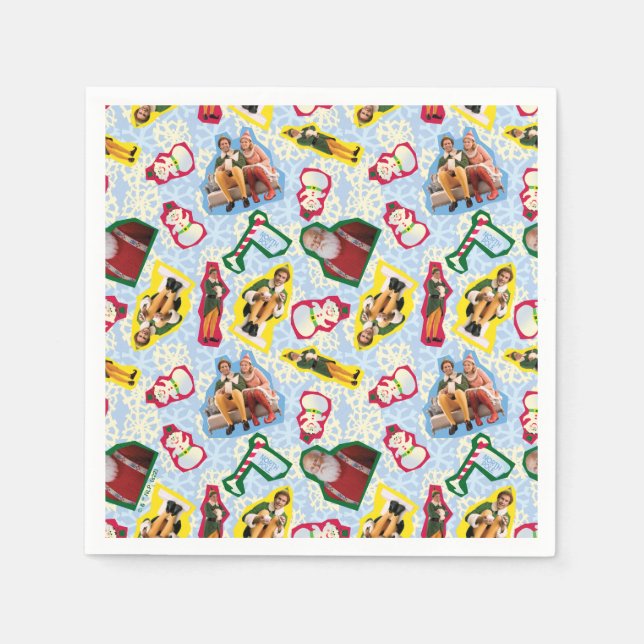 Buddy the Elf and Santa North Pole Pattern Napkins (Front)