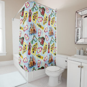 Buddy the Elf and Santa North Pole Pattern Shower Curtain