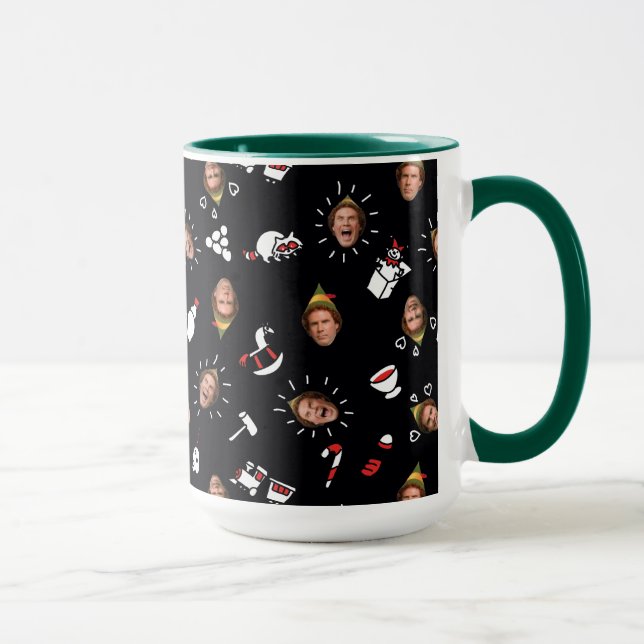 Buddy the Elf Black Doodle Pattern Mug (Right)