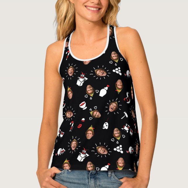 Buddy the Elf Black Doodle Pattern Tank Top (Front)