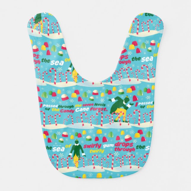 Buddy the Elf Candy Pattern Baby Bib (Front)