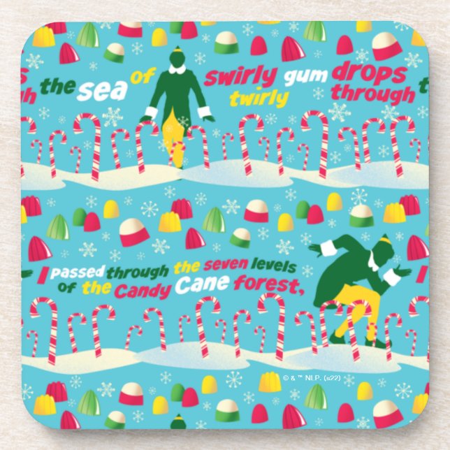 Buddy the Elf Candy Pattern Beverage Coaster (Front)