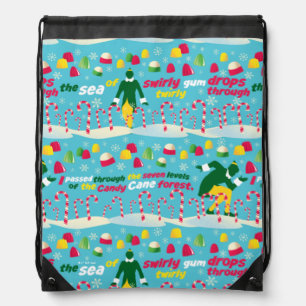 Buddy the Elf Candy Pattern Drawstring Bag