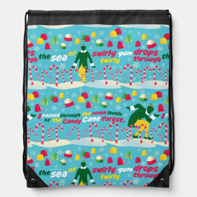 Buddy the Elf Candy Pattern Drawstring Bag (Front)