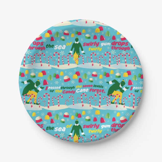 Buddy the Elf Candy Pattern Paper Plates (Front)