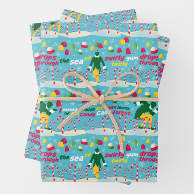 Buddy the Elf Candy Pattern Wrapping Paper Sheets (In situ)