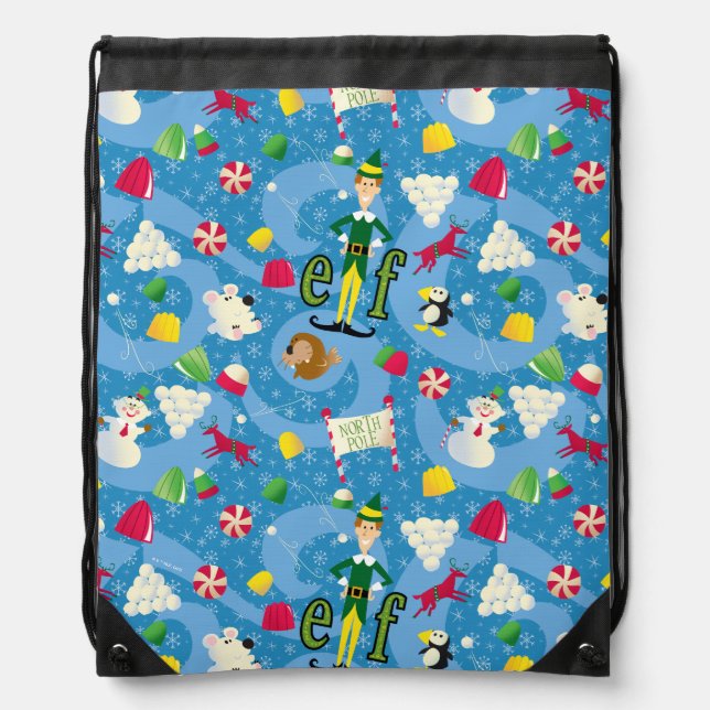 Buddy the Elf Cartoon Pattern Drawstring Bag (Front)