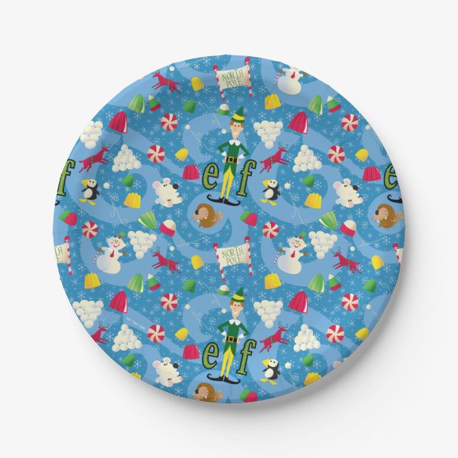 Buddy the Elf Cartoon Pattern Paper Plates (Front)