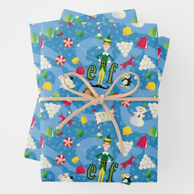 Buddy the Elf Cartoon Pattern Wrapping Paper Sheets (In situ)