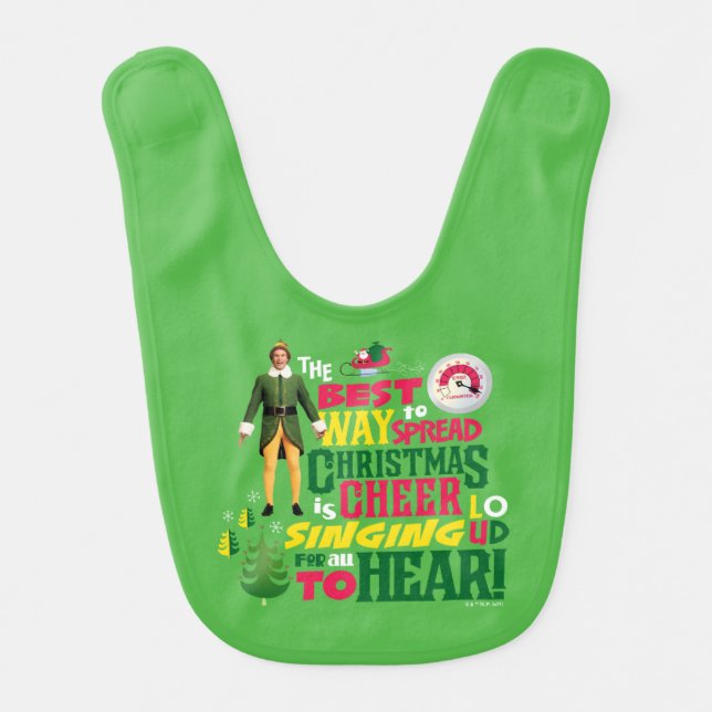 Buddy the Elf | Christmas Cheer Graphic Quote Baby Bib (Front)