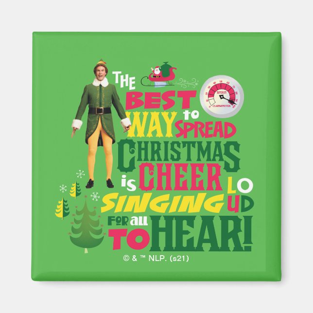Buddy the Elf | Christmas Cheer Graphic Quote Magnet (Front)
