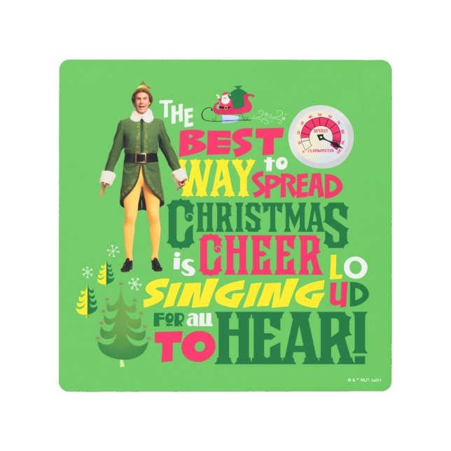 Buddy the Elf | Christmas Cheer Graphic Quote Metal Print (Front)