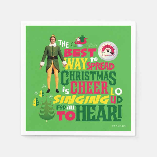 Buddy the Elf | Christmas Cheer Graphic Quote Napkins (Front)