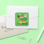 Buddy the Elf | Christmas Cheer Graphic Quote Square Sticker<br><div class="desc">This graphic features Buddy the Elf and the quote,  " The best way to spread Christmas cheer,  singing loud for all to hear!"</div>