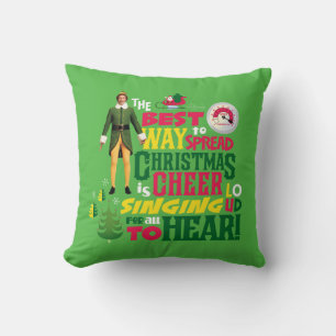 Buddy the Elf   Christmas Cheer Graphic Quote Throw Pillow