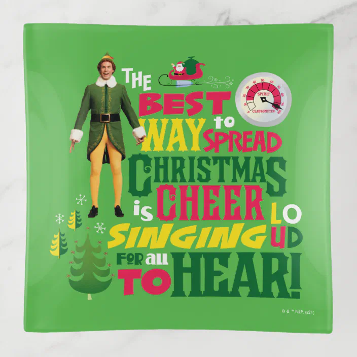 Elf Christmas Cheer Quote Buddy The Elf | Christmas Cheer Graphic Quote Trinket Tray | Zazzle.com
