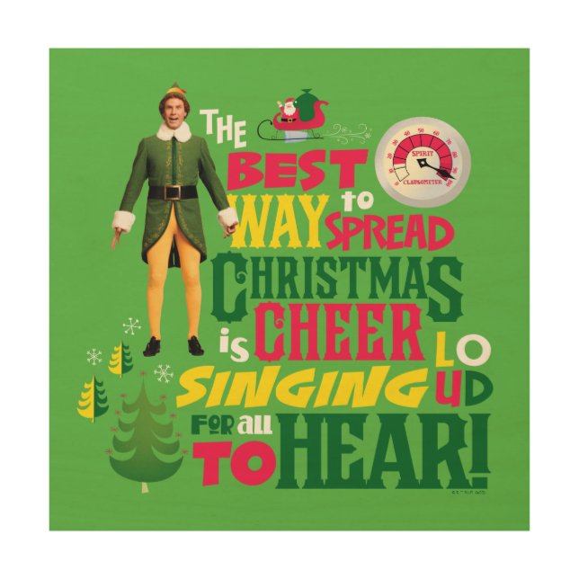 Buddy the Elf | Christmas Cheer Graphic Quote Wood Wall Art (Front)