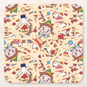 Buddy the Elf   Christmas Cheer Pattern Square Paper Coaster