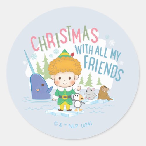 Buddy the Elf Christmas With All My Friends Classic Round Sticker