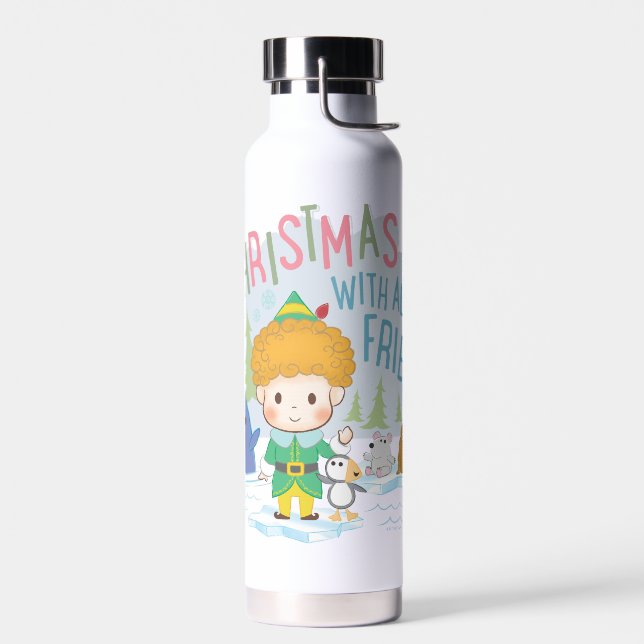 Buddy the Elf Christmas With All My Friends Water Bottle (Left)