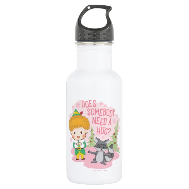 Buddy the Elf Does Somebody Need a Hug? Stainless Steel Water Bottle (Front)