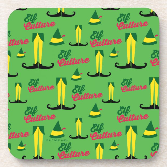 Buddy the Elf | Elf Culture Pattern Beverage Coaster (Front)