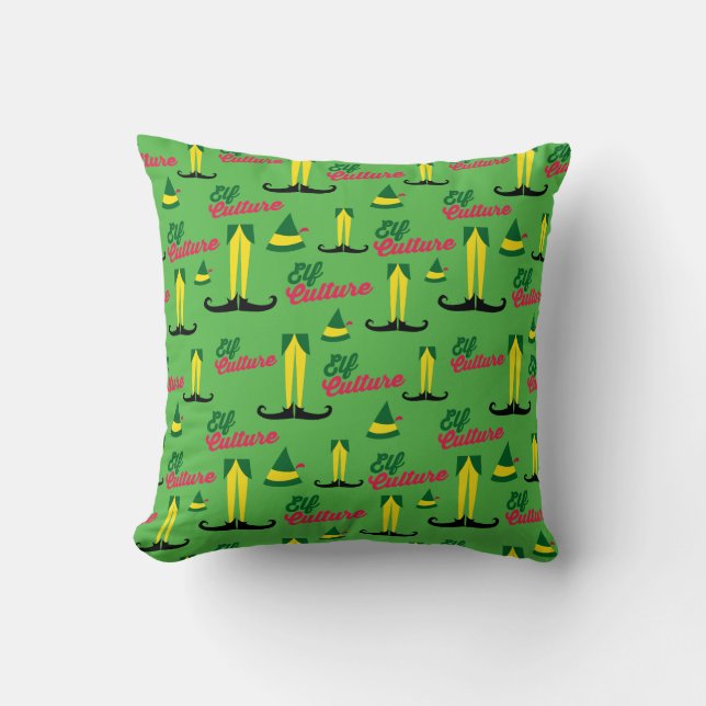 Buddy the Elf | Elf Culture Pattern Throw Pillow (Front)