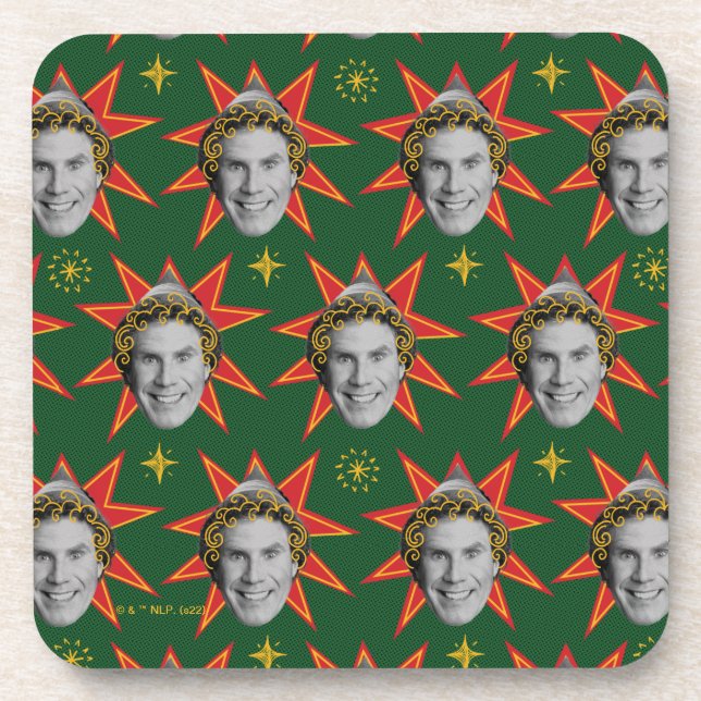 Buddy the Elf Emotions Pattern Beverage Coaster (Front)