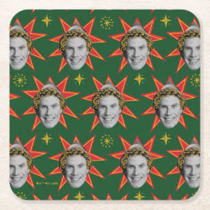 Buddy the Elf Emotions Pattern Square Paper Coaster