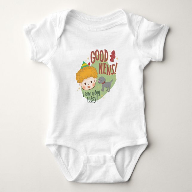 Buddy the Elf Good News! I Saw a Dog Today! Baby Bodysuit (Front)