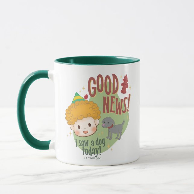 Buddy the Elf Good News! I Saw a Dog Today! Mug (Left)
