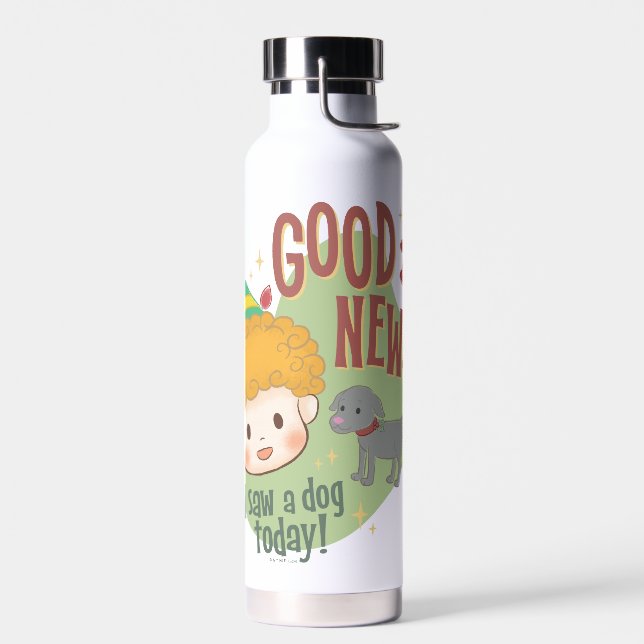 Buddy the Elf Good News! I Saw a Dog Today! Water Bottle (Left)