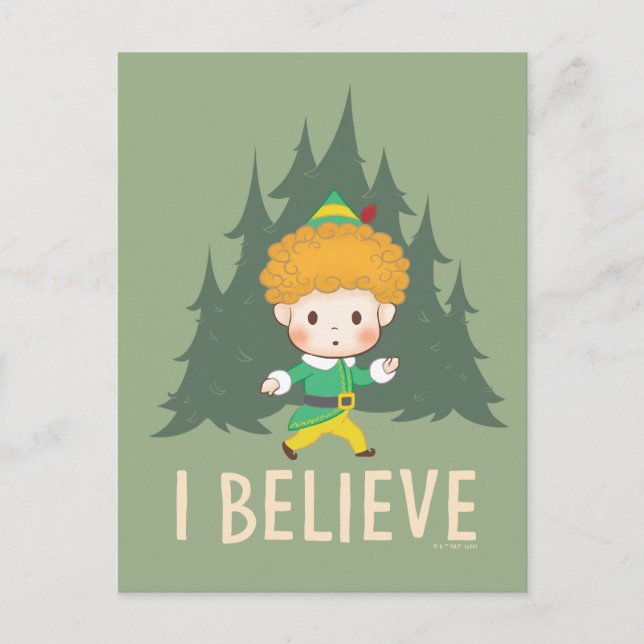 Buddy the Elf I Believe Holiday Postcard (Front)