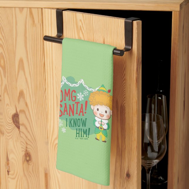 Buddy the Elf OMG Santa! I Know Him! Kitchen Towel (Thirds Fold)